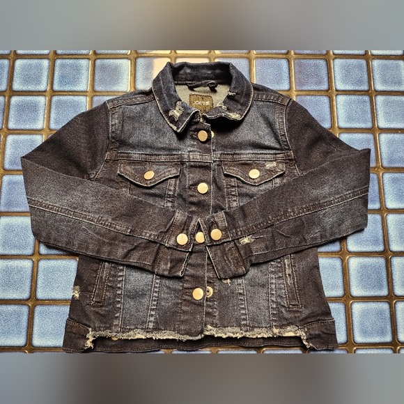 Joe's Jeans Distressed jean jacket GIRL size 5 snaps for closure USED - Picture 3 of 9